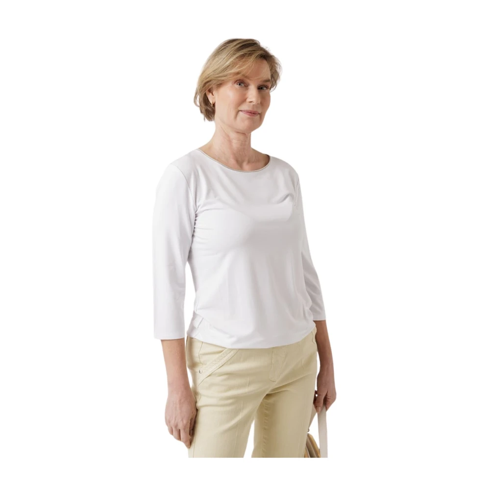 Le Tricot Perugia Casual Shirt met Driekwart Mouwen White Dames