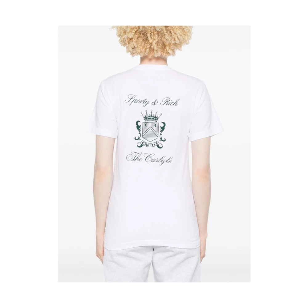 Sporty & Rich Witte Crew Neck Korte Mouw T-shirt White Dames