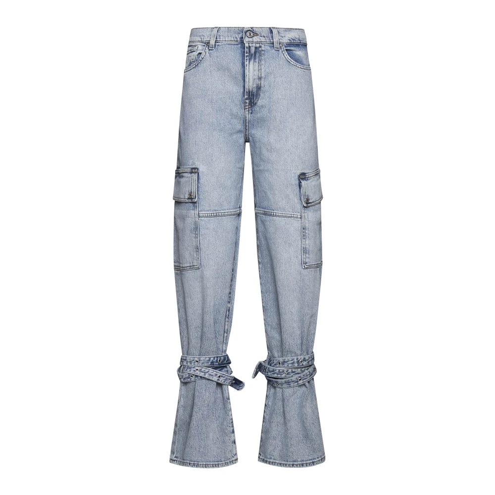 7 For All Mankind Blauwe Denim Cargo Zak Jeans Blue Dames