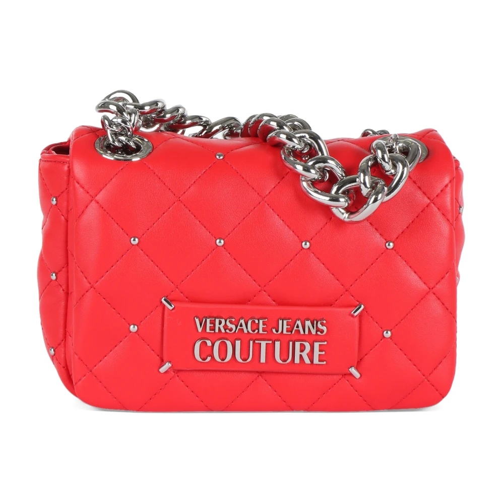 Versace Jeans Couture Kleine gewatteerde schoudertas met mini studs Red Dames