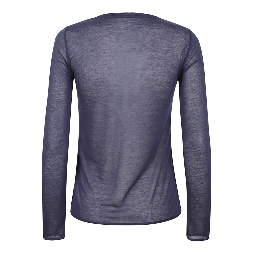 majestic filatures Blauwe Micromodal Cashmere T-shirts en Polos Blue Dames