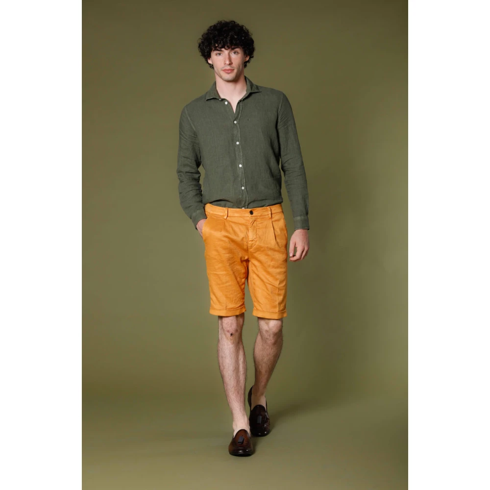 Mason's Carrot Fit Linnen-Katoenen Chino Bermuda Shorts Orange Heren