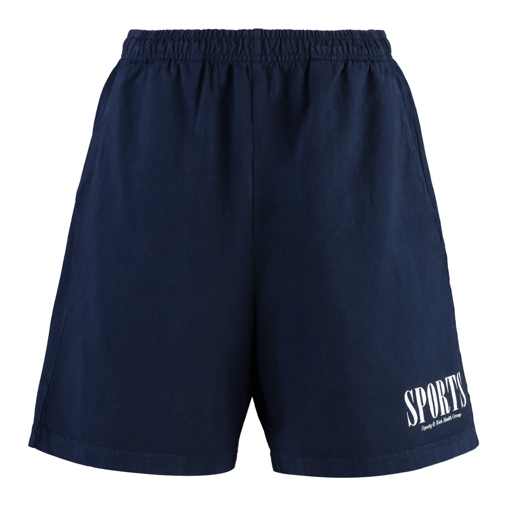 Sporty & Rich Katoenen Shorts Elastische Taille Zakken Blue Dames