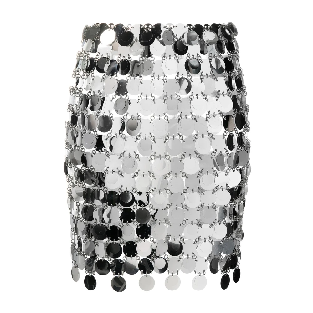 Rabanne Women's Gray Short Skirts, Xs, Silver Circular-Discs Mini Skirt