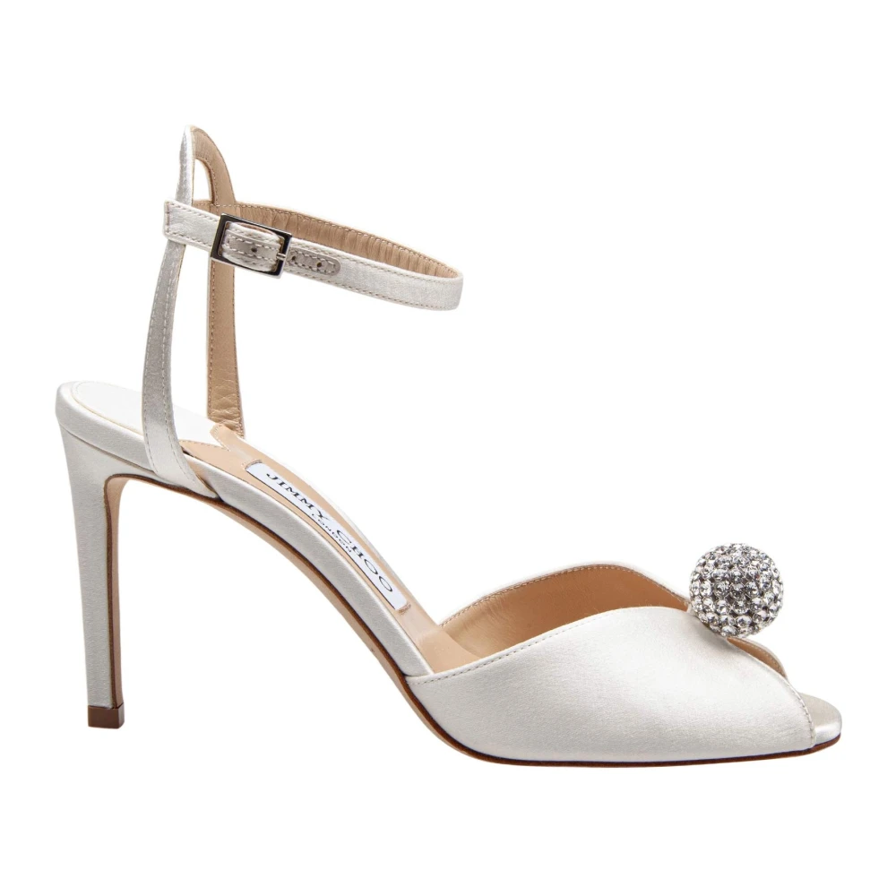 Jimmy Choo Women's Gray High Heel Sandals, 4 Uk, Sacora 85 Satin Sandal