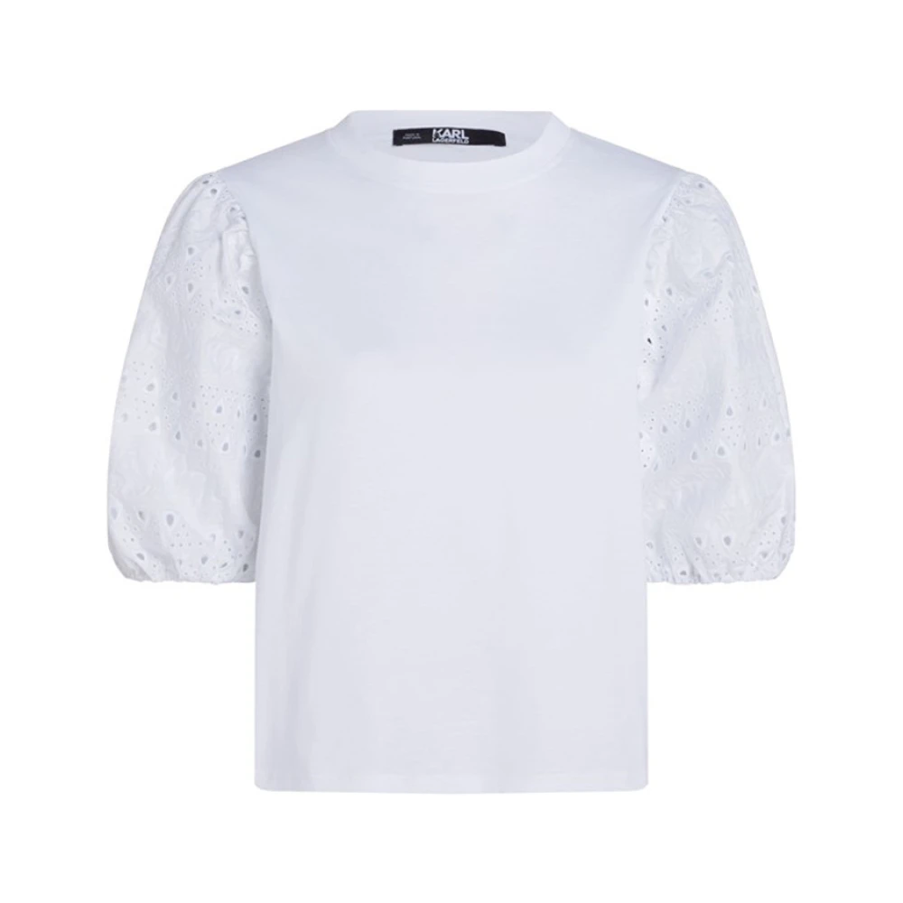 Karl Lagerfeld Wit Engels Borduurwerk Katoenen T-shirt White Dames