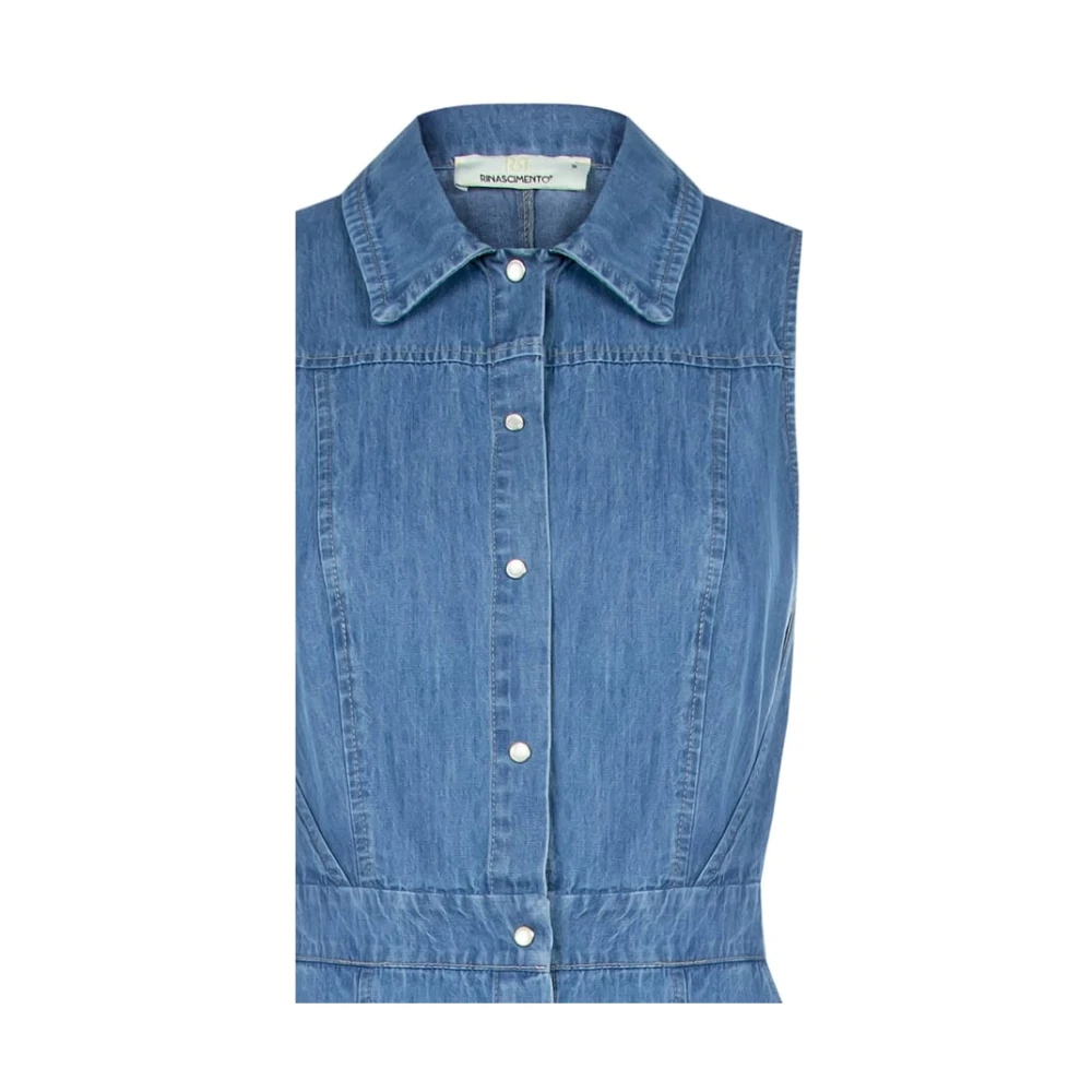 RINASCIMENTO Denim Fringe Jurk Blue Dames