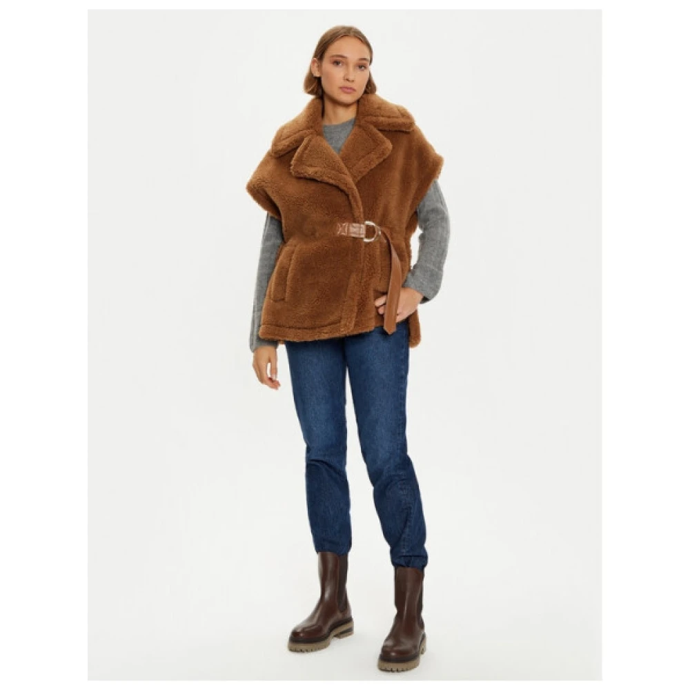 Liu Jo Wollen Cape met Brede Kraag Brown Dames