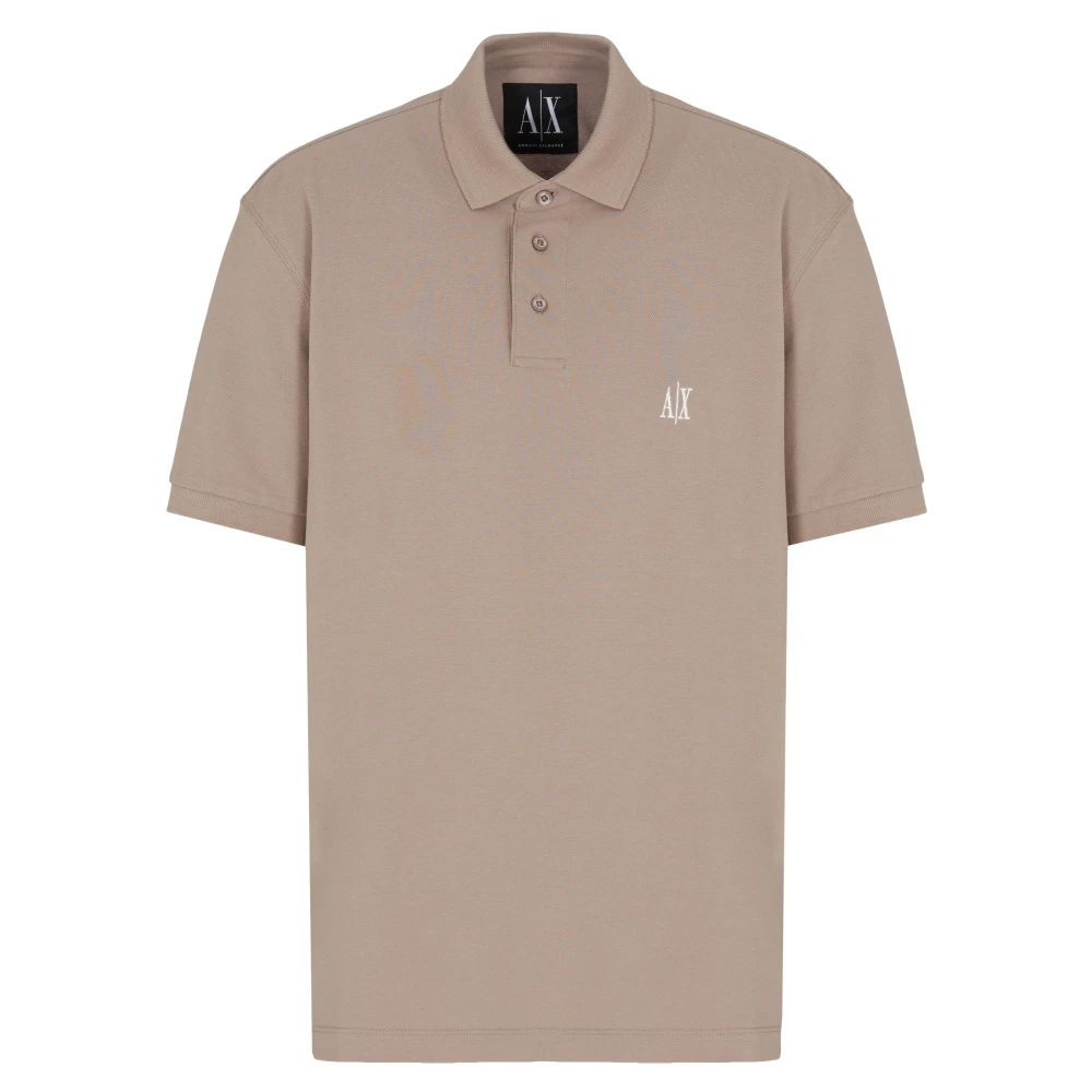 Armani Exchange Men's Brown Slim Fit Polo Shirt With Ribbed Collar