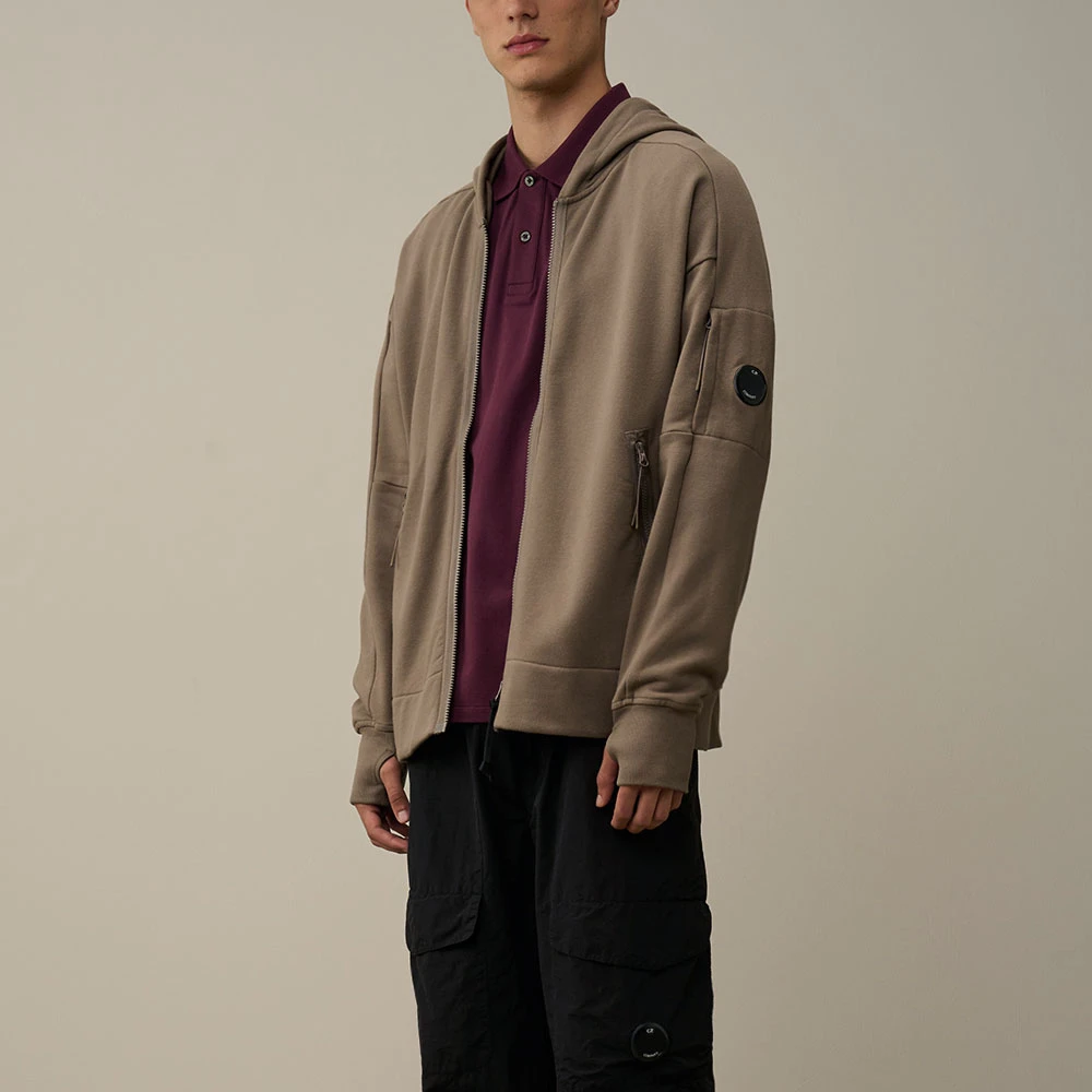C.P. Company Hoodie met ritssluiting en logo Brown Heren