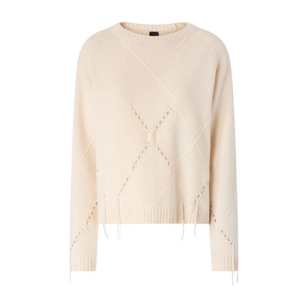 Pinko Vrouw Beige Truien & Vesten Dames, M, Wol, Berna Trui Argyle Traforato