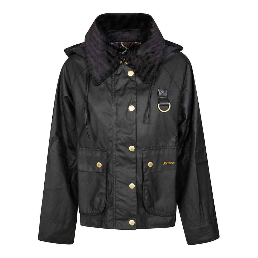 Barbour Korte gewaxte jas met capuchon Black Dames