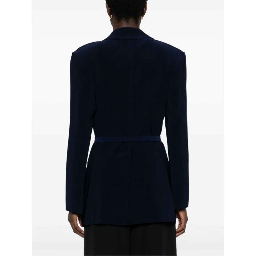 Norma Kamali Navy Blue Scuba Jersey Blazer Blue Dames