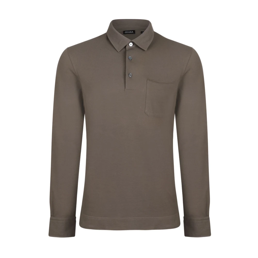 Ermenegildo Zegna Khaki Katoenen Polo Shirt met Zak Brown Heren