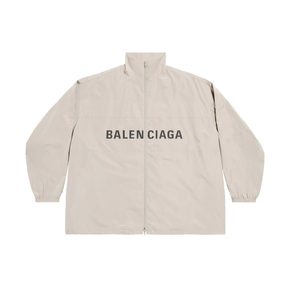 Balenciaga Beige Logo-Print Windbreaker Beige Heren