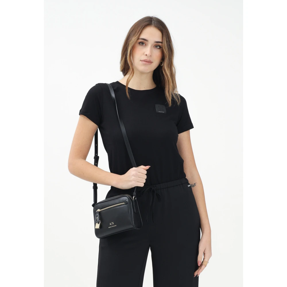 Armani Exchange Zwarte T-shirt met minimalistisch ontwerp Black Dames