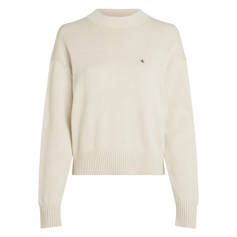 Calvin Klein Grå tröja med regenerativ bomull Beige, Dam