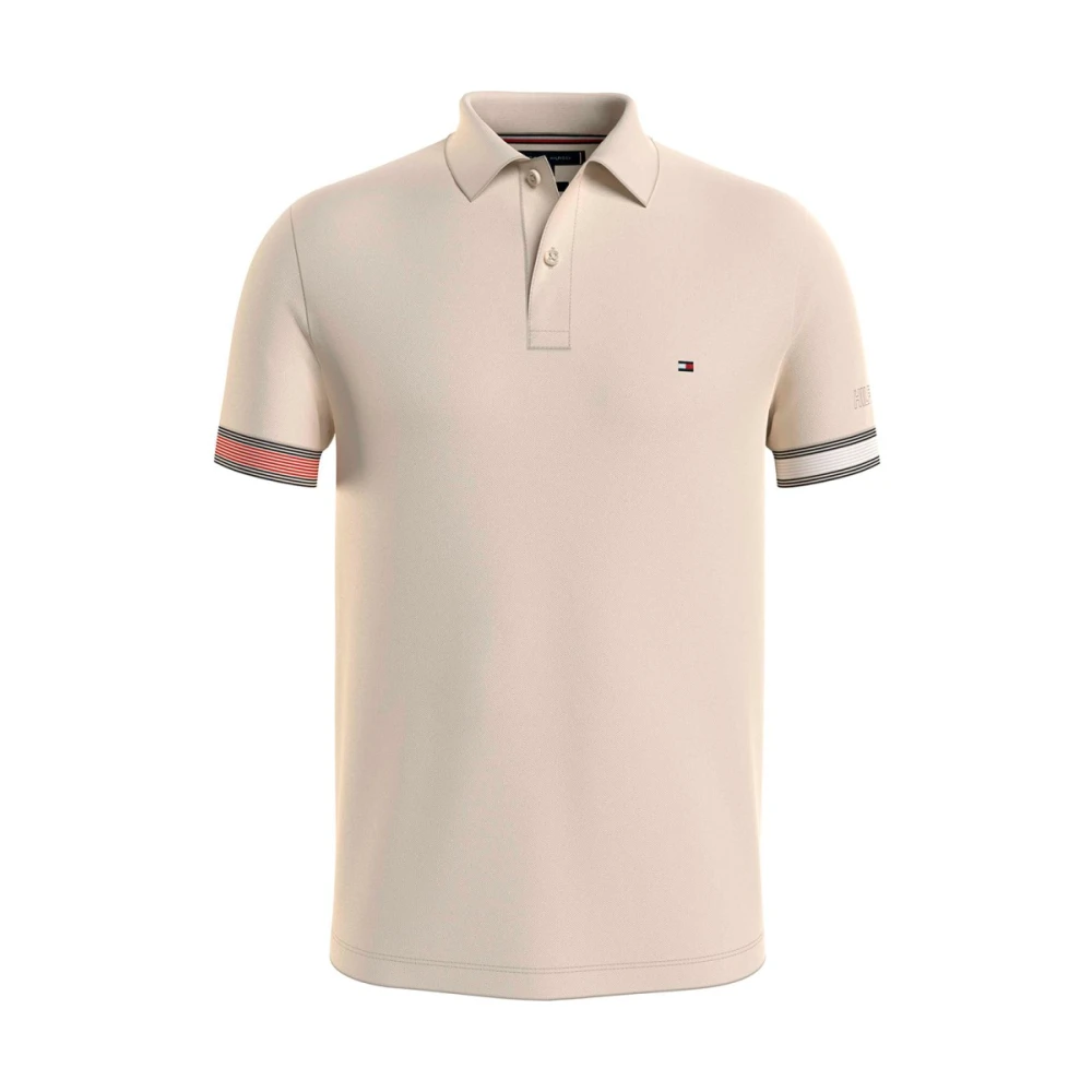 Tommy Hilfiger Slim fit poloshirt met labelstitchings model 'FLAG CUFF'