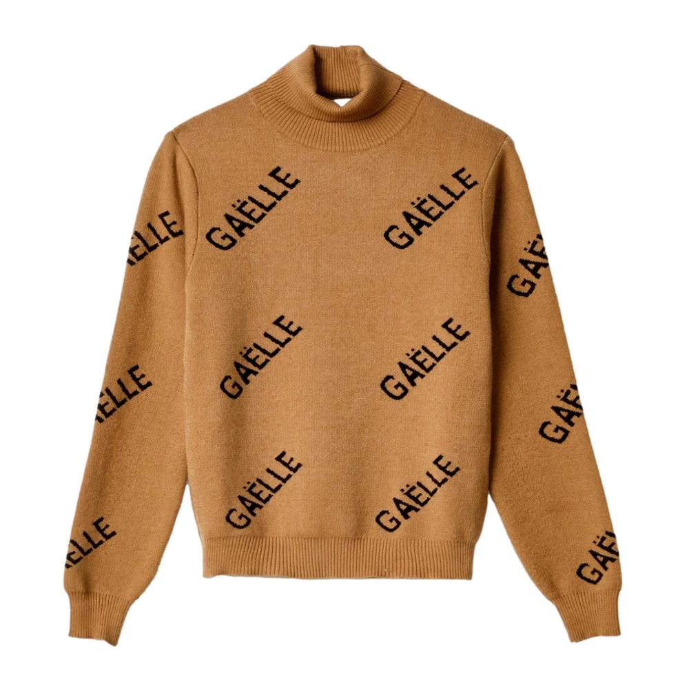 Gaëlle Paris Geribbelde Coltrui met All Over Print Brown Dames