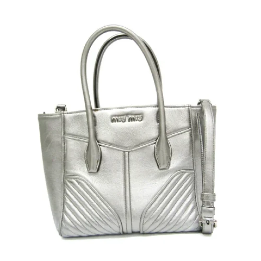 Miu Pre-owned Leather handbags Gray Dames
