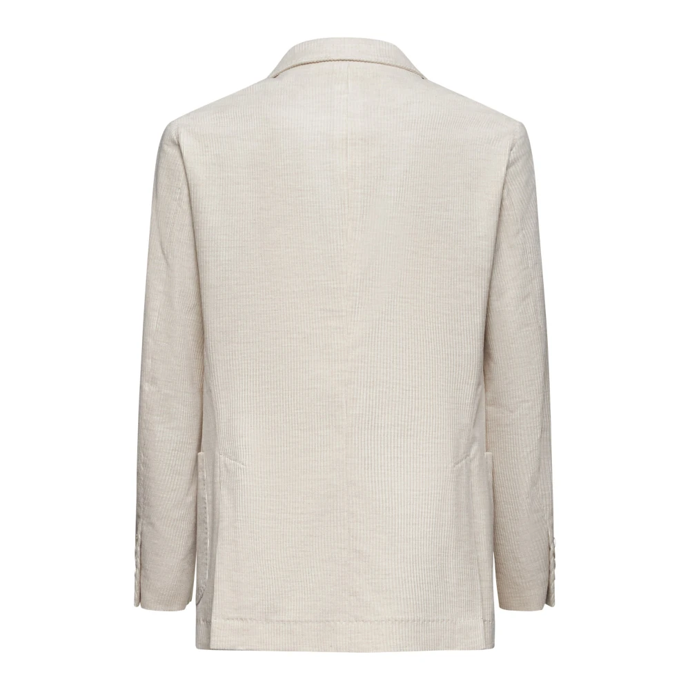 BRUNELLO CUCINELLI Beige Corduroy Double-Breasted Blazer Jas Beige Heren