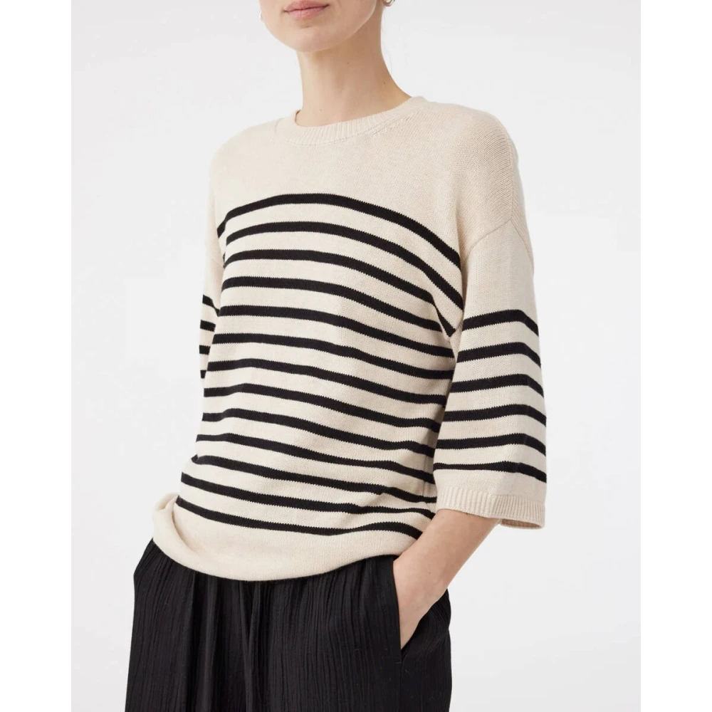 Knit-ted Korte Mouw Pullover Nanda Beige Dames