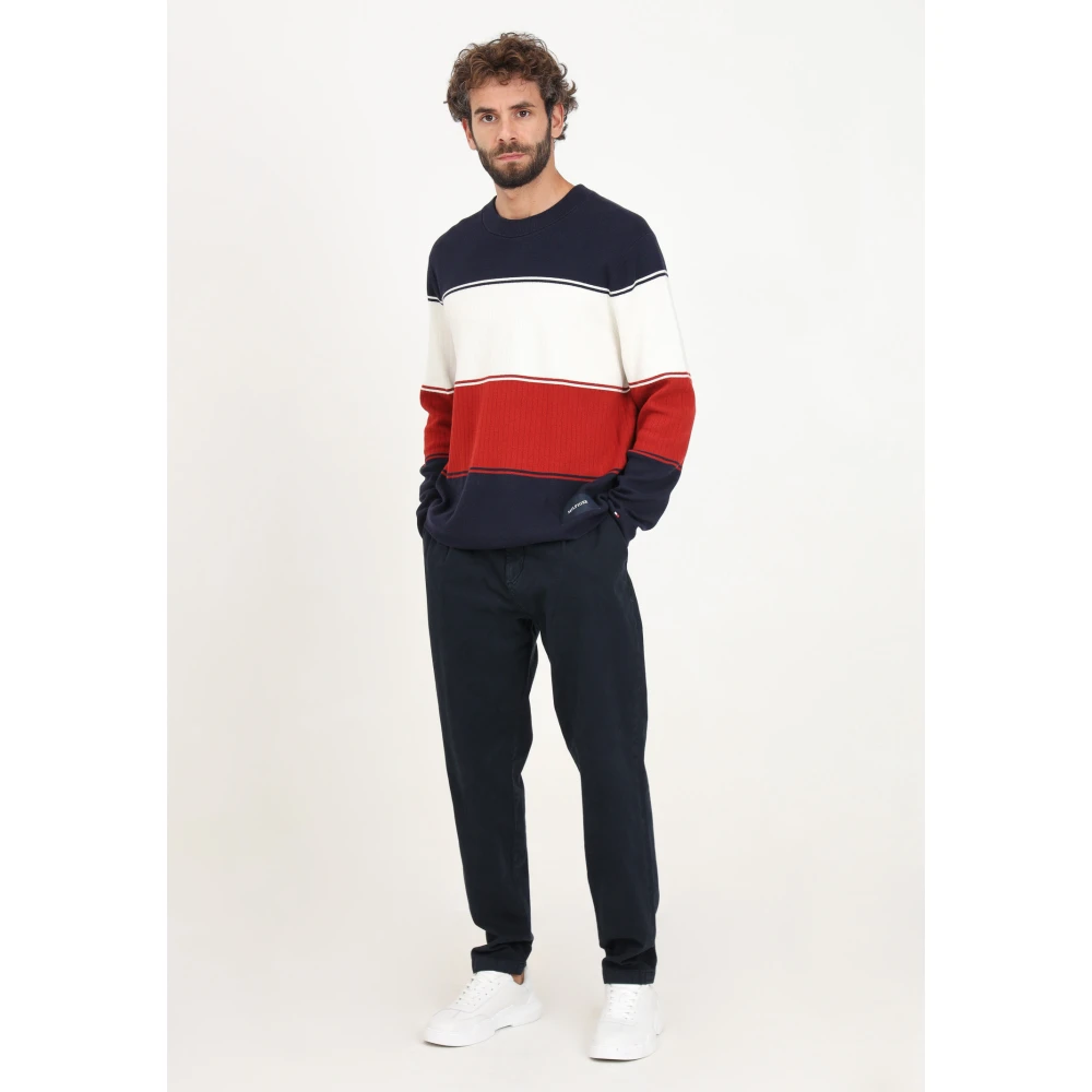 Tommy Hilfiger Blauwe Casual Garment-Dyed Chino Broek Blue Heren