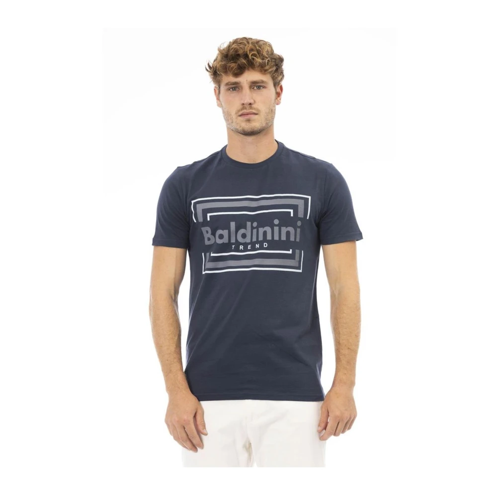 Baldinini Blauw Katoenen T-shirt met Ronde Hals Blue Heren