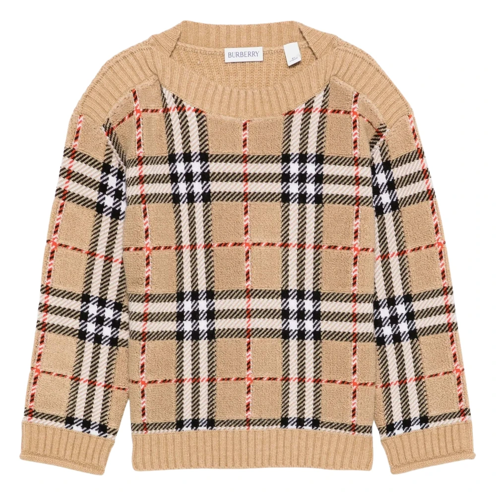 Burberry Boys Beige Kids Knitwear, 10 Y, Patrick Check Jumper
