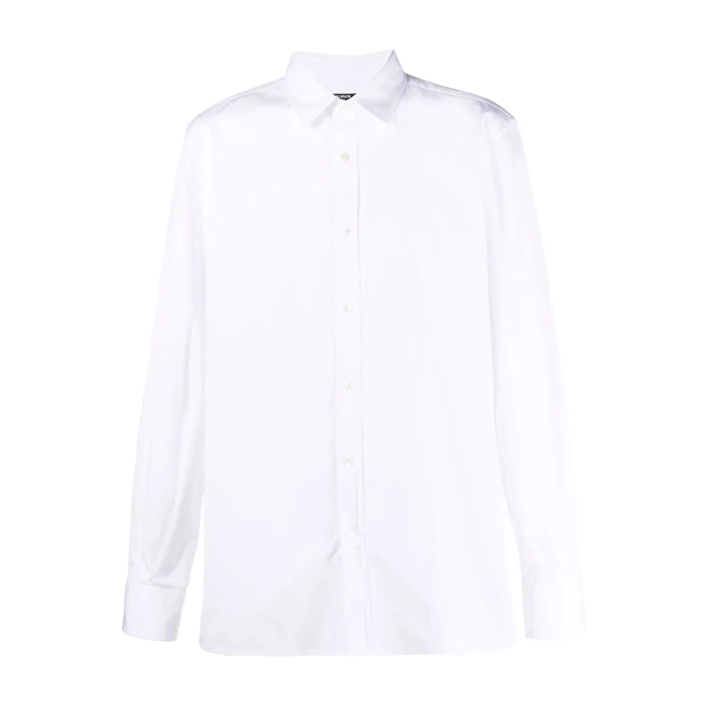 Balmain Witte Katoenen Overhemd Lange Mouwen White Heren
