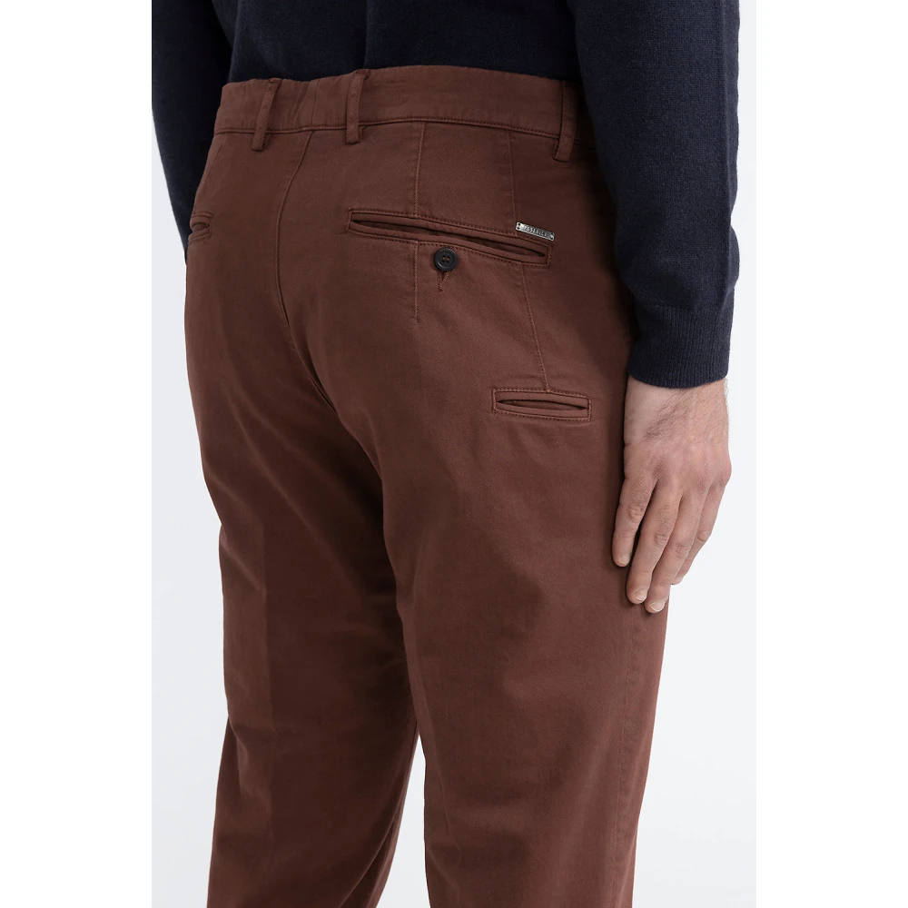 PESERICO Stretch katoenen chino's Brown Heren