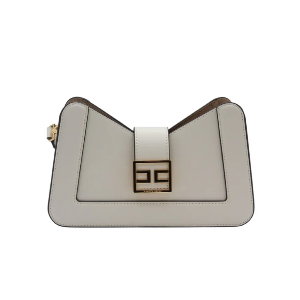 Elisabetta Franchi Mini trapeziumvormige tas met gouden logo Yellow Dames