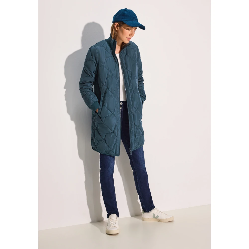 cecil Lange Blouson Jas met Opstaande Kraag Blue Dames