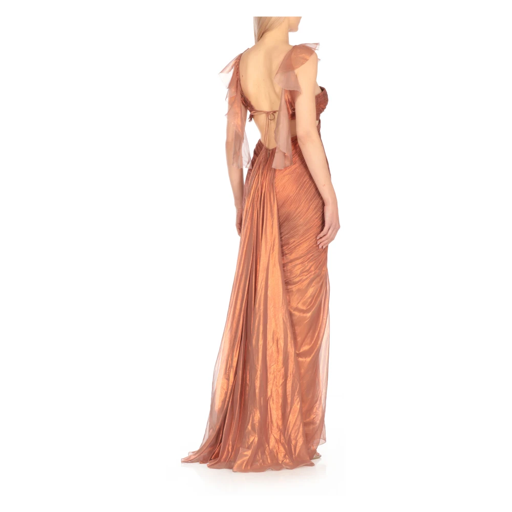 Maria Lucia Hohan Bronzen Zijden Jurk met Ruches Brown Dames