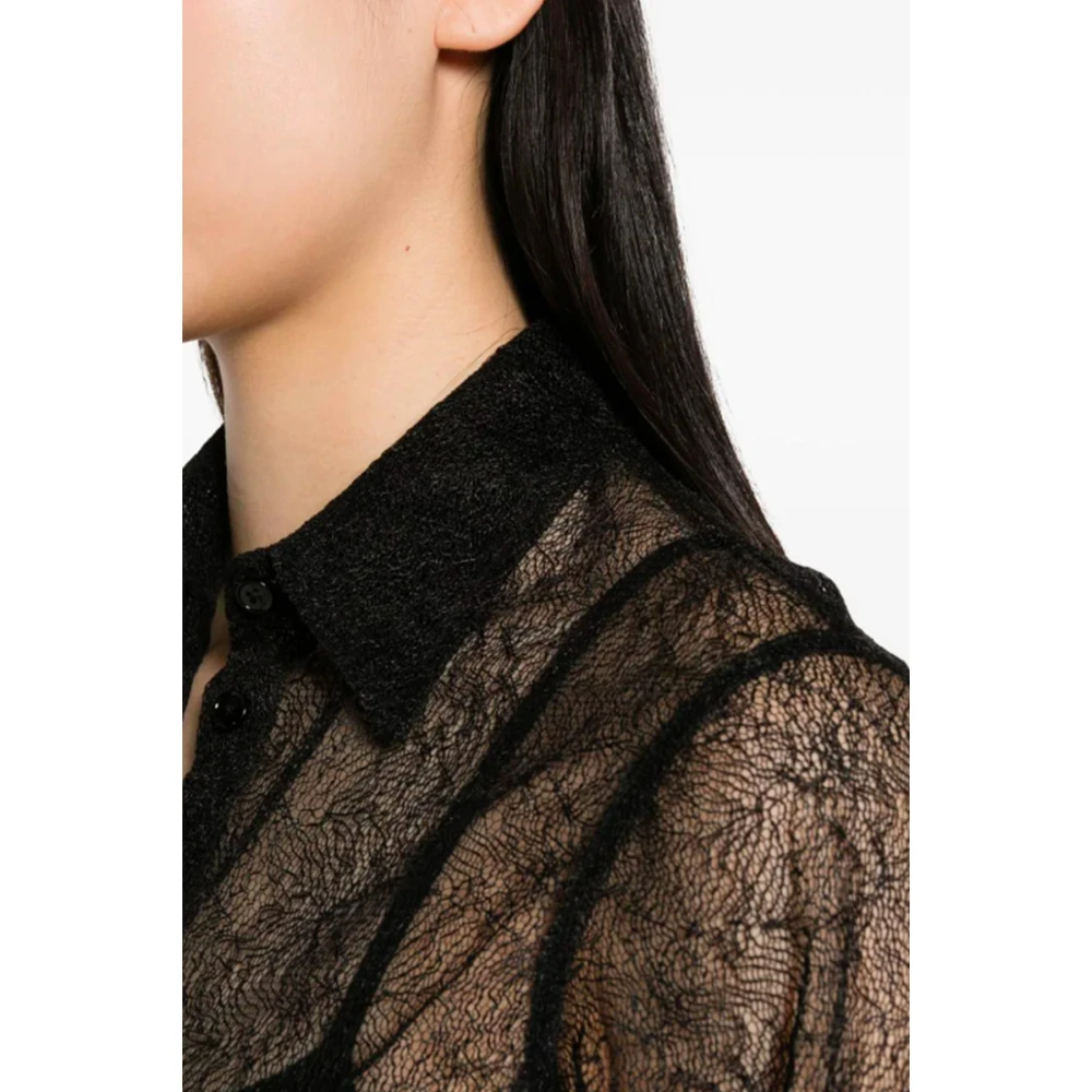 Helmut Lang Mesh Design Zwarte Shirt Black Dames