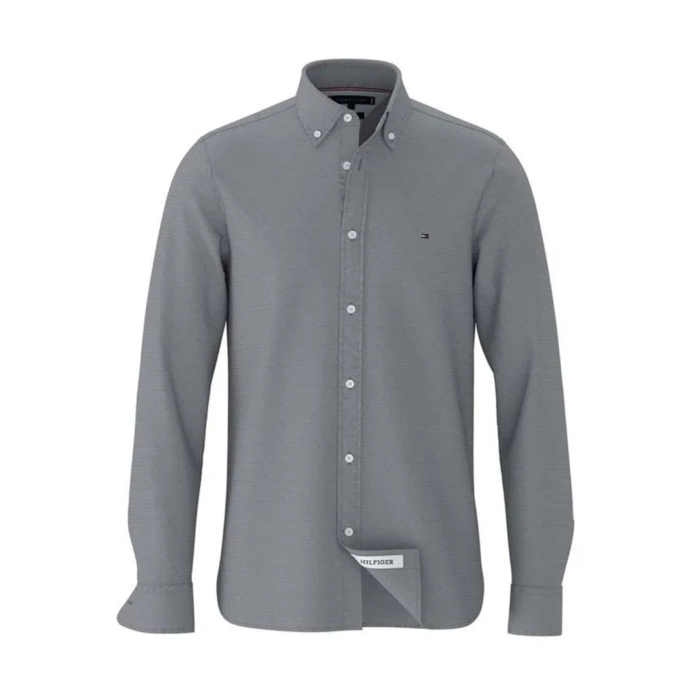Tommy Hilfiger Men's Gray Casual Shirts,, Carbon Navy Shirt With Long Sleeves 2XL