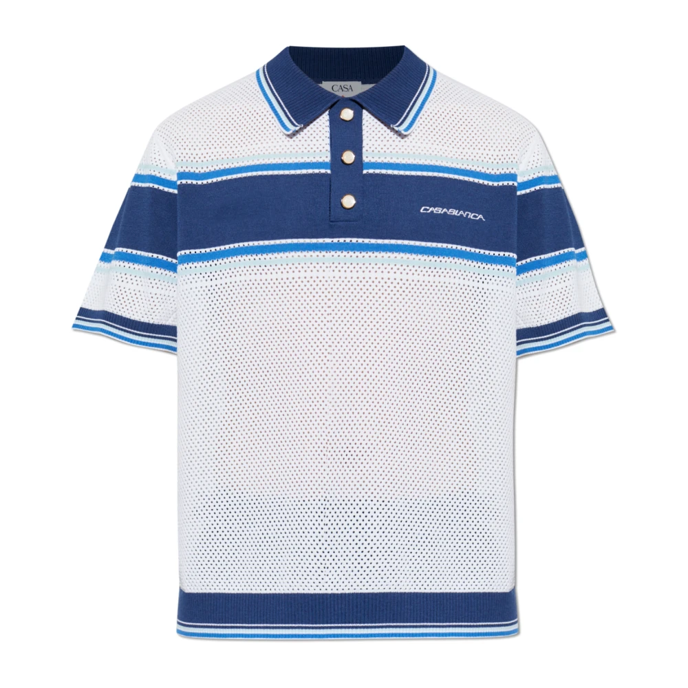 Casablanca Men's White Logo Polo - Polo Shirts - L - Tops
