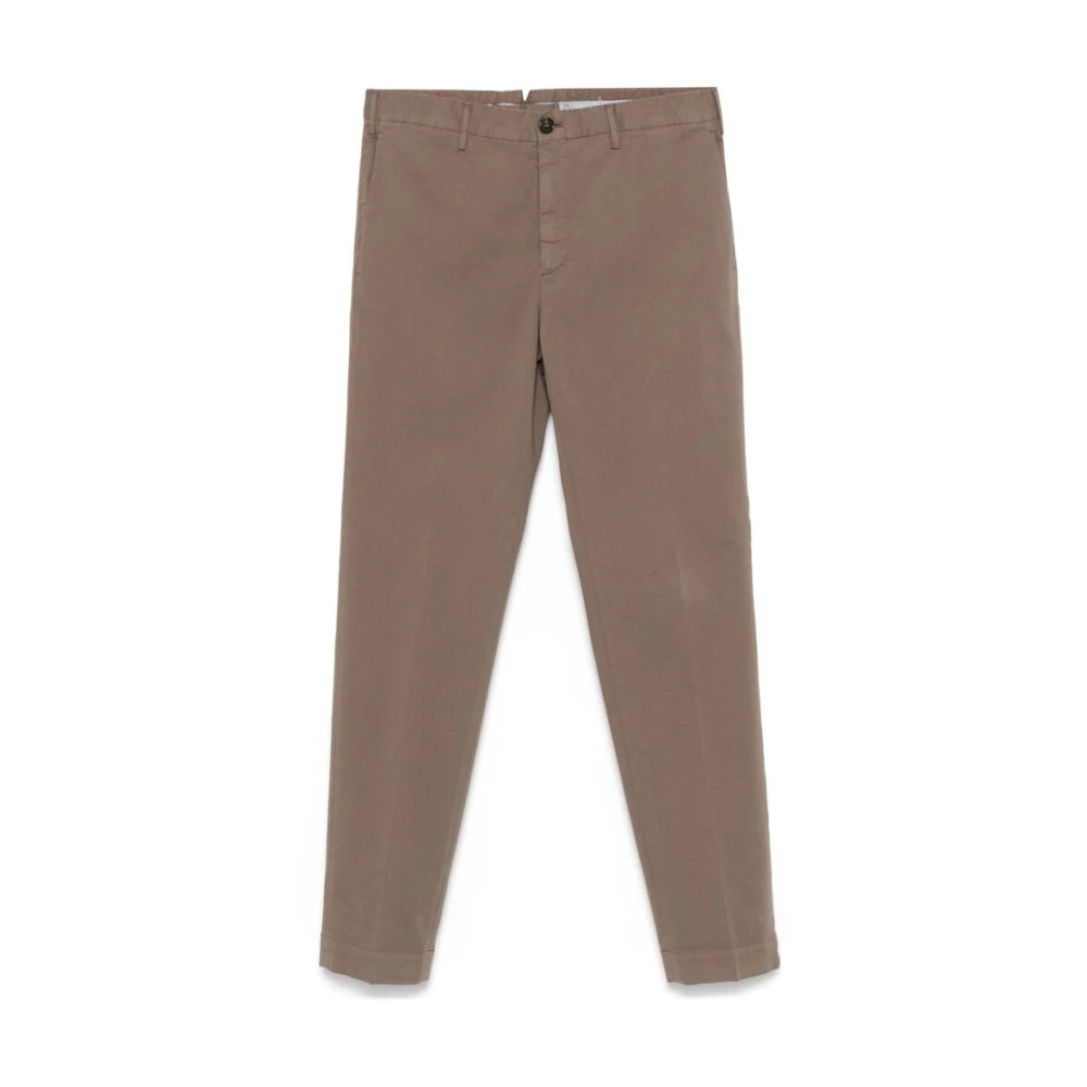 Beige Bomull Twill Tapered Leg Bukser