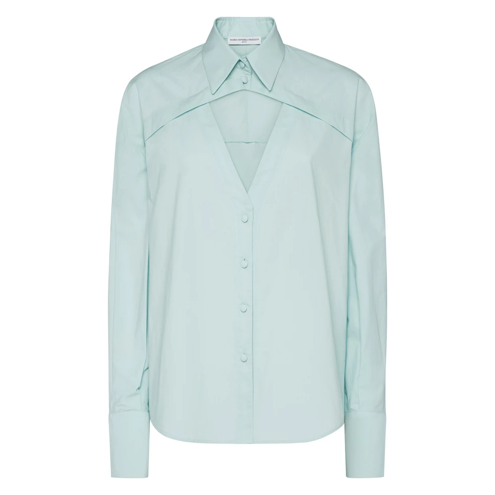 MVP wardrobe Sweetheart Neckline Cotton Shirt Green Dames
