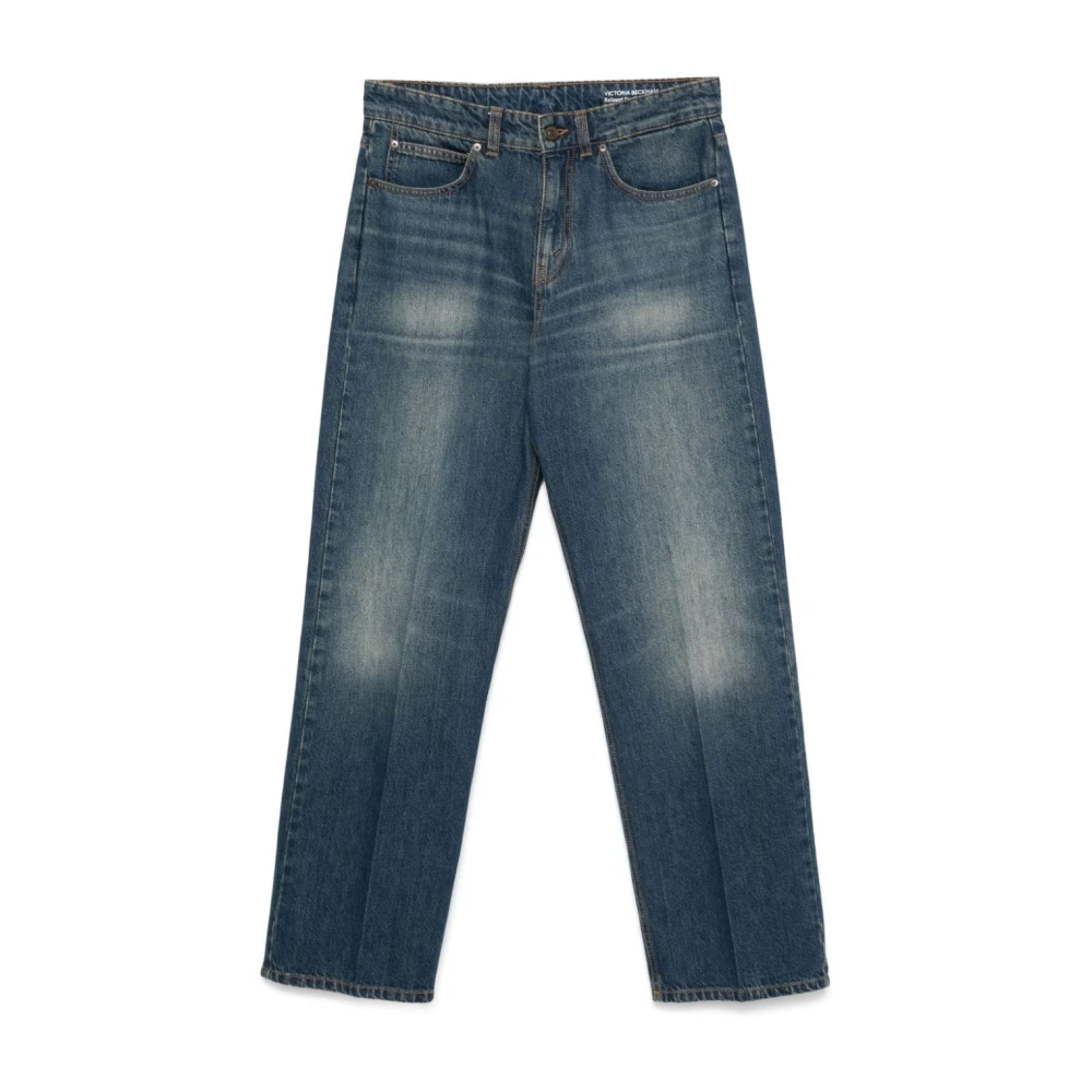 Victoria Beckham Stonewashed Korte Denim Jeans Blue Dames