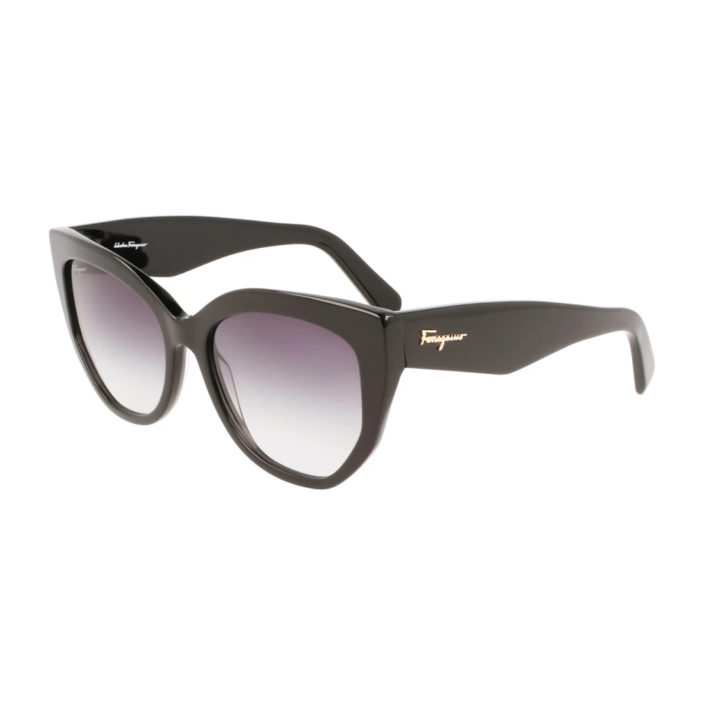 Salvatore Ferragamo Svarta solglasögon med gråtonade linser Black, Unisex