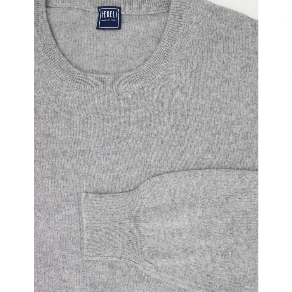 Fedeli Elegant Crew Neck Sweater Gray Heren