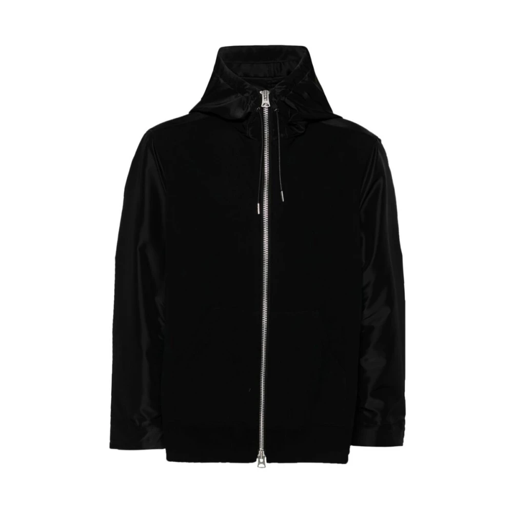 Sacai Zwarte Panel Zip-Up Hoodie Black Heren