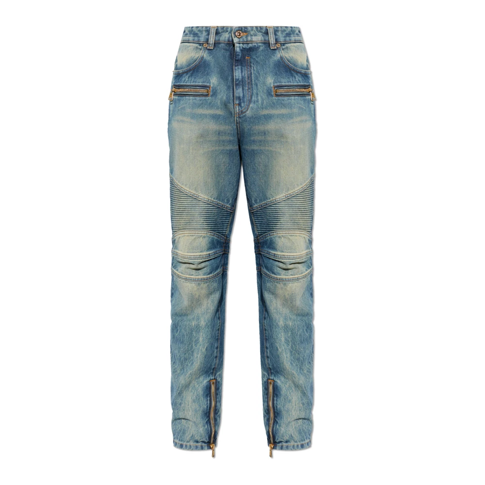 Balmain Uomo Blu - Jeans Biker In Denim Vintage - Jeans - W30