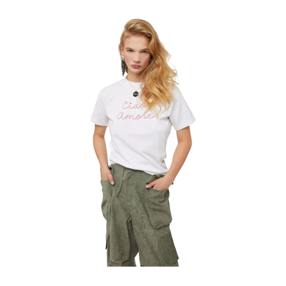 Giada Benincasa Elegante Witte Geborduurde T-shirt White Dames