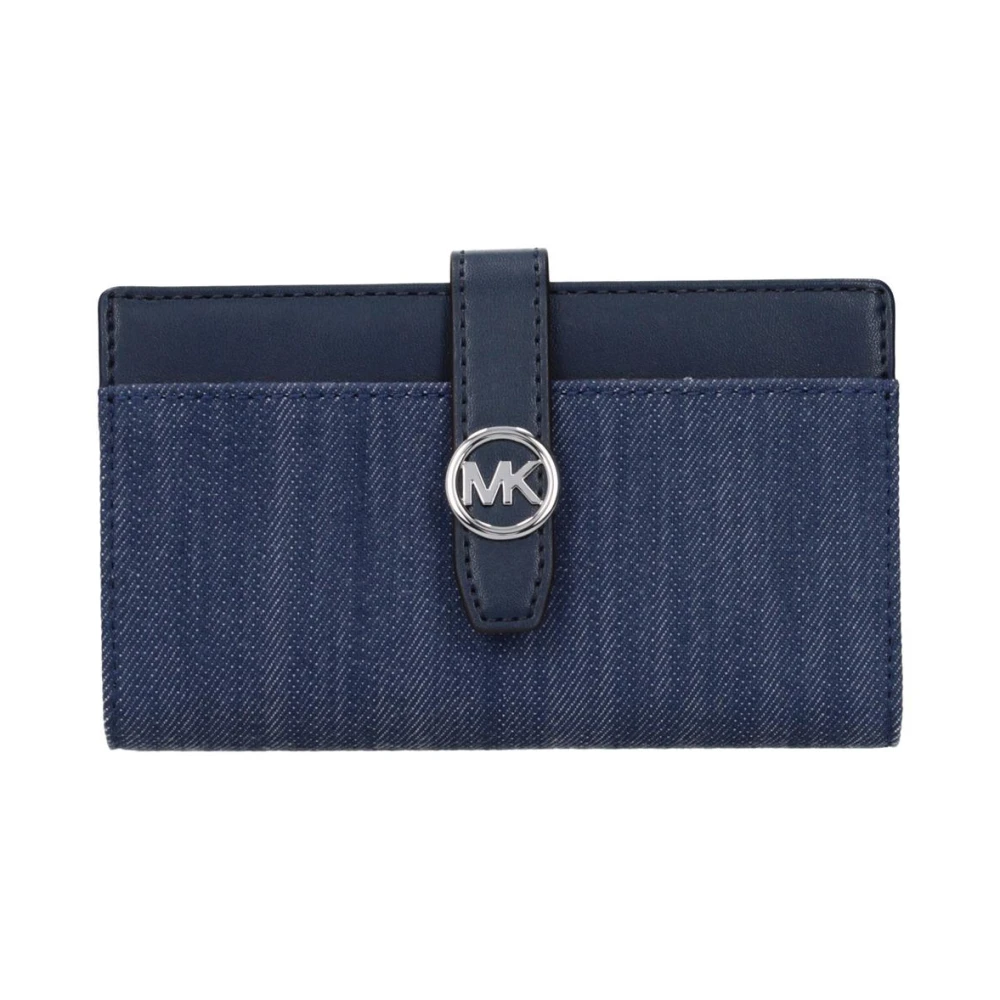 Michael Kors Women's Blue Fabric Wallet With Multiple Card Slots And Coin Pocket - Wallets & Cardholders - One Size- Accessories