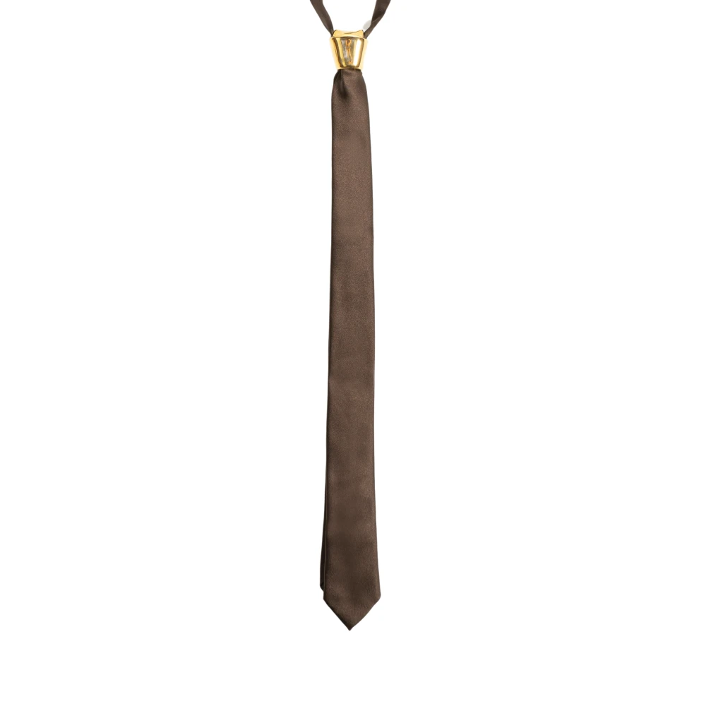 Corsinelabedoli Zijden stropdas met keramische gouden knoop Brown Heren