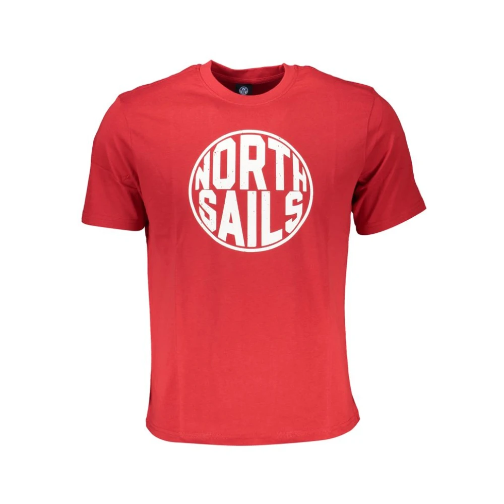 North Sails Men's Red T-Shirts, S, Cotton Print Logo T-Shirt