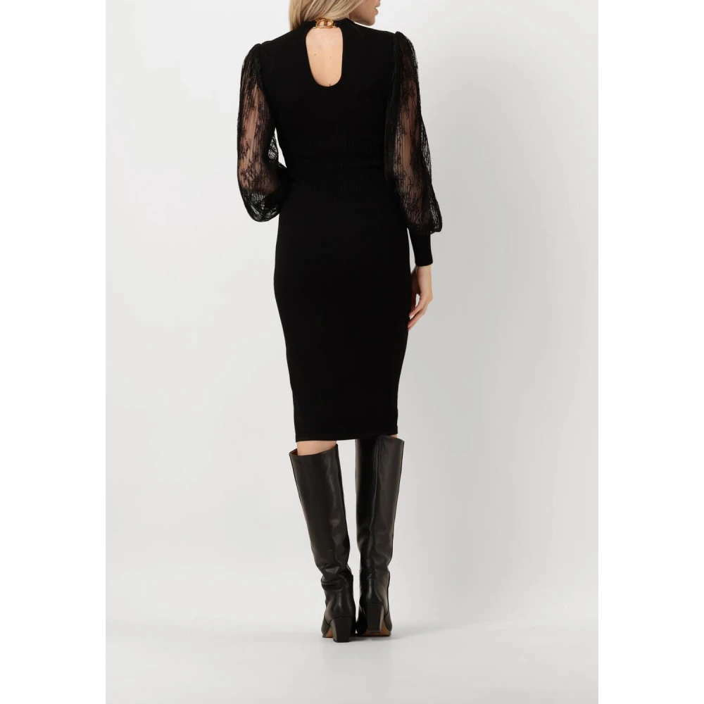 Twinset Elegante Zwarte Midi Jurk Black Dames