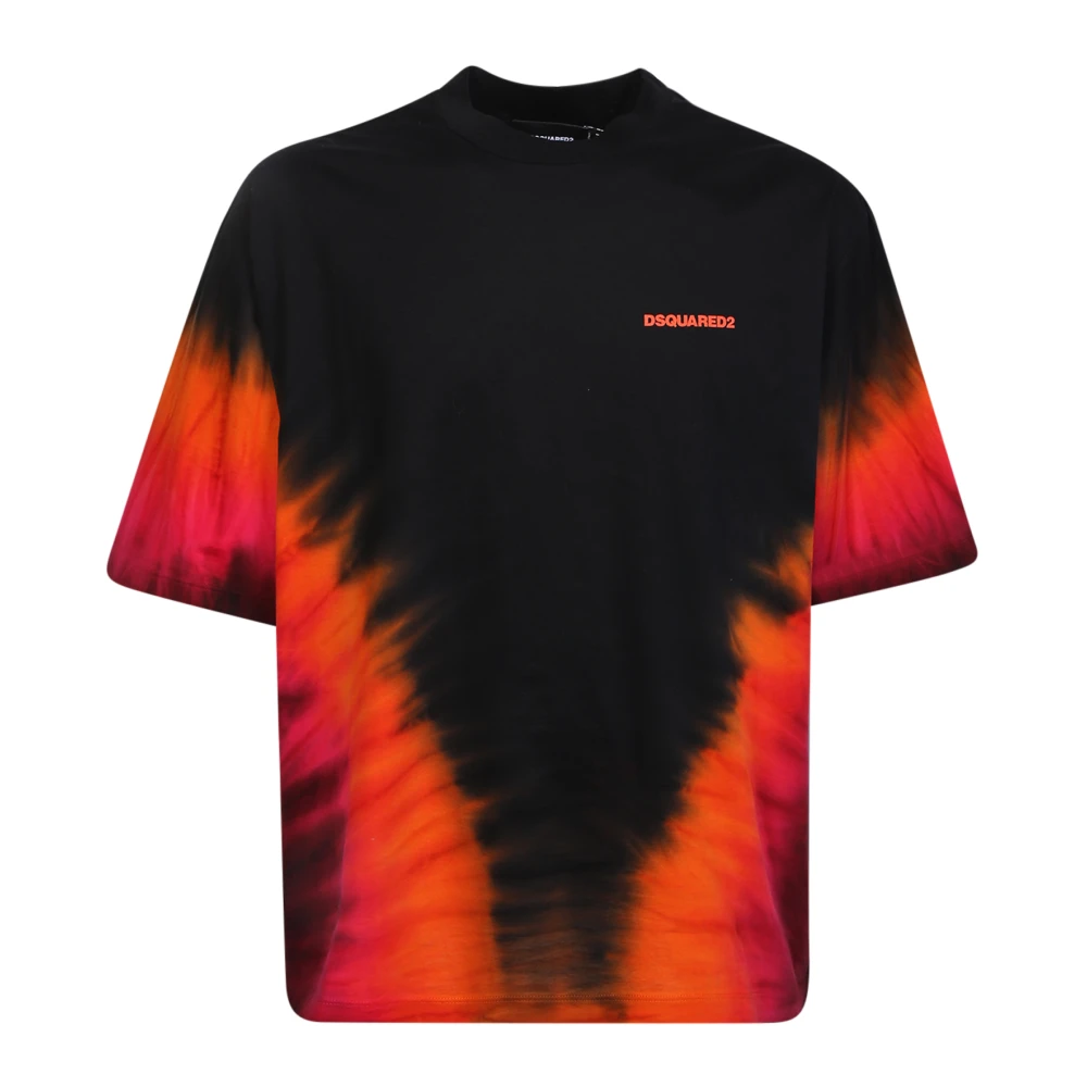 Dsquared2 Men's Black T-Shirts, S, Tie-Dyed Crewneck T-Shirt